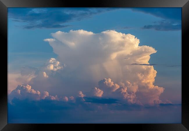 Beautiful cumulus stormy clouds with sunset light Framed Print by Arpad Radoczy