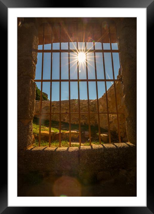 Lattice window with star-like sun Framed Mounted Print by Arpad Radoczy
