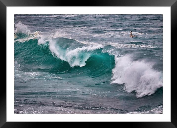 Blue waves on the ocean Framed Mounted Print by Arpad Radoczy