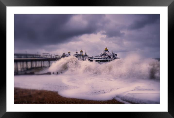 Stormy sea in Eastbourne Framed Mounted Print by Jadwiga Piasecka