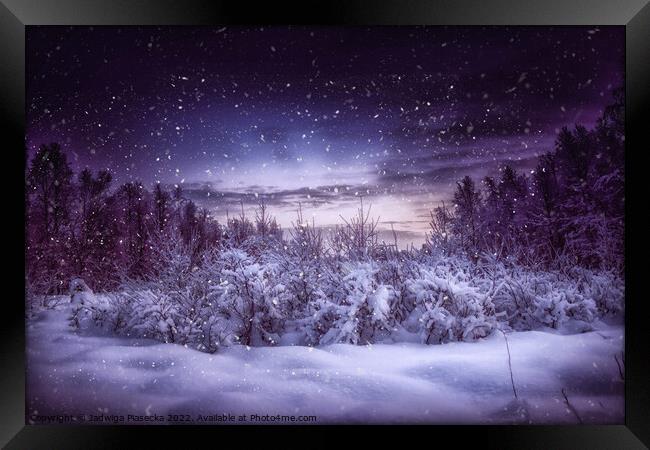 Frosty Night - Finnish Lapland Framed Print by Jadwiga Piasecka