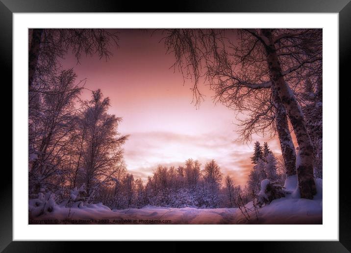 Beautiful sunset in Lapland Framed Mounted Print by Jadwiga Piasecka