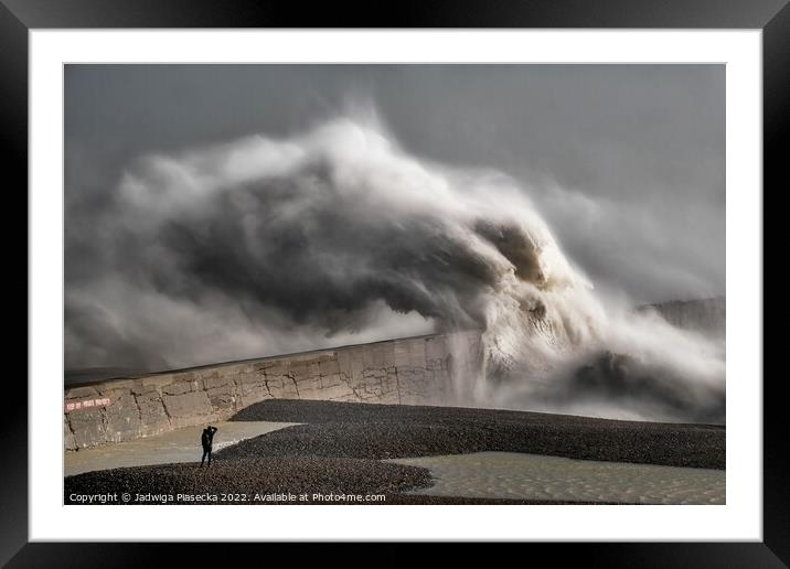 Stormy sea at Newhaven Port II Framed Mounted Print by Jadwiga Piasecka