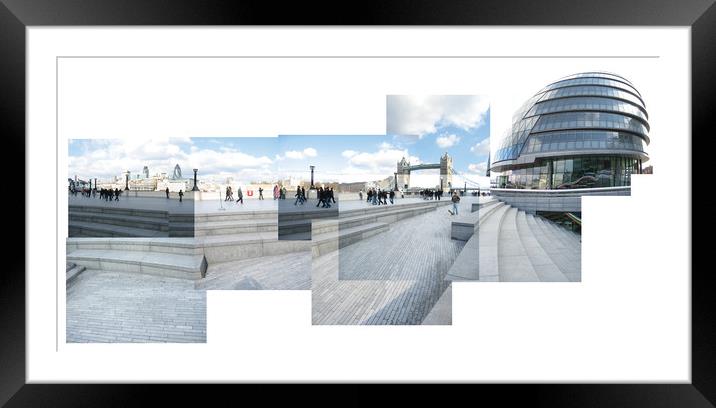 City Hall, Thames and London Bridge, 2006 Framed Mounted Print by Tim Riley
