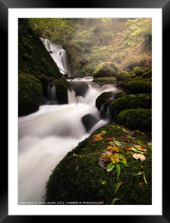 Majestic Autumn Falls in Alva Glen Framed Mounted Print by Chris Lauder