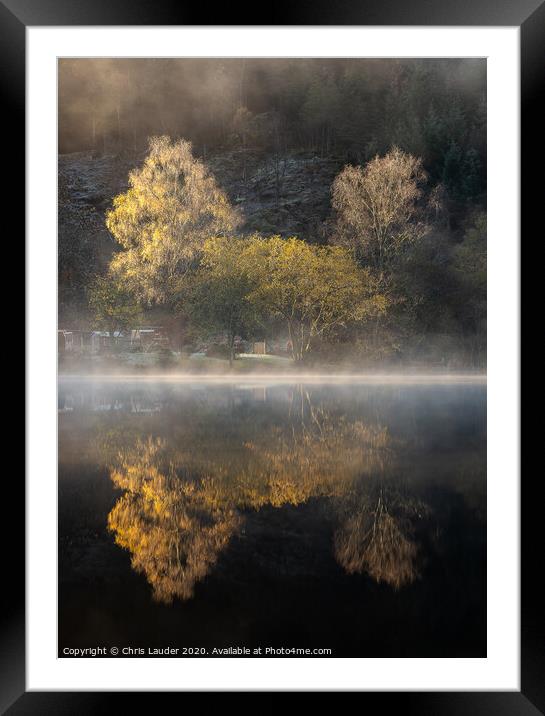 Misty Autumn at Loch Ard, Trossachs Framed Mounted Print by Chris Lauder