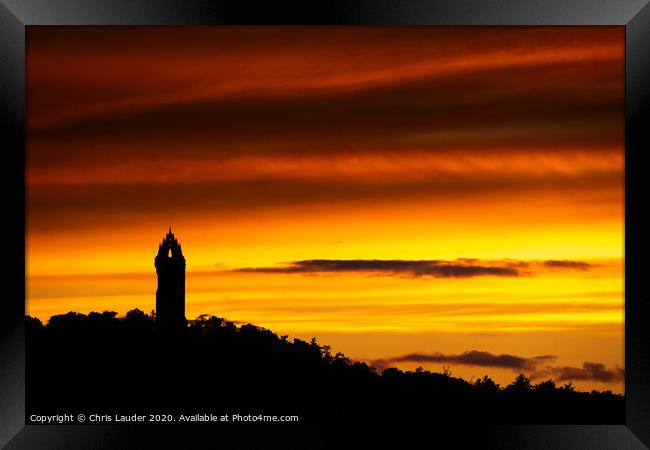 Majestic Sunset at Wallace Monument Framed Print by Chris Lauder