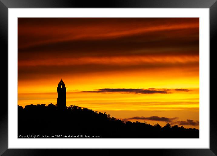 Majestic Sunset at Wallace Monument Framed Mounted Print by Chris Lauder