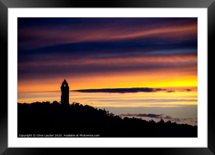 Majestic National Wallace Monument at Sunset Framed Mounted Print by Chris Lauder