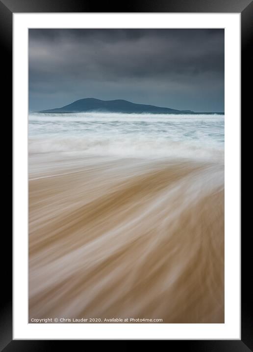 Majestic Ceapabhal: A Moody Harris Beachscape Framed Mounted Print by Chris Lauder