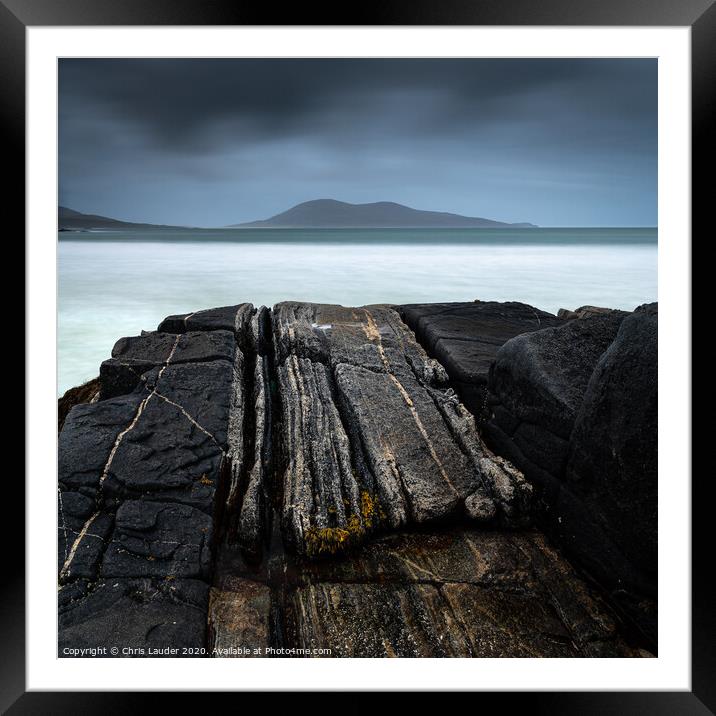 Gneiss striations Harris Framed Mounted Print by Chris Lauder