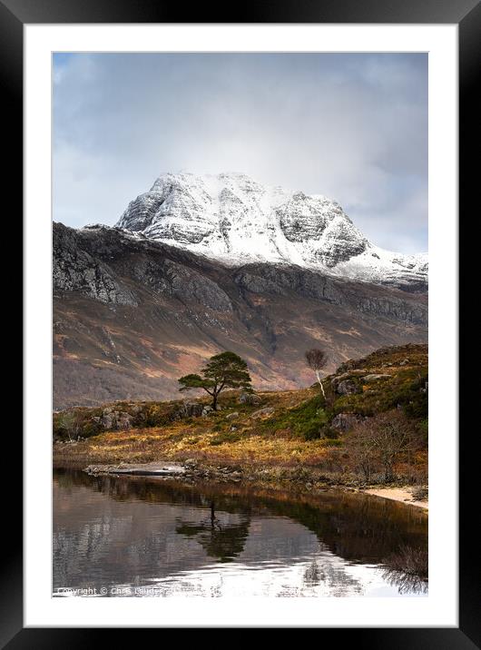 Slioch, Scots pine and Birch Framed Mounted Print by Chris Lauder