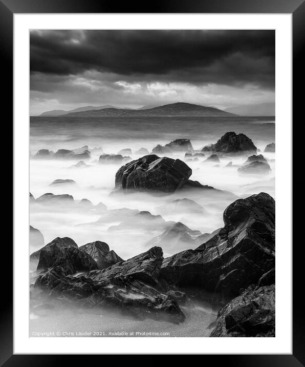Traigh Bheag mono Framed Mounted Print by Chris Lauder