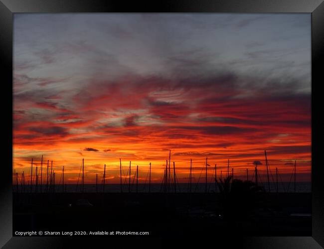 Fiery Sunset in Tenerife Framed Print by Photography by Sharon Long 