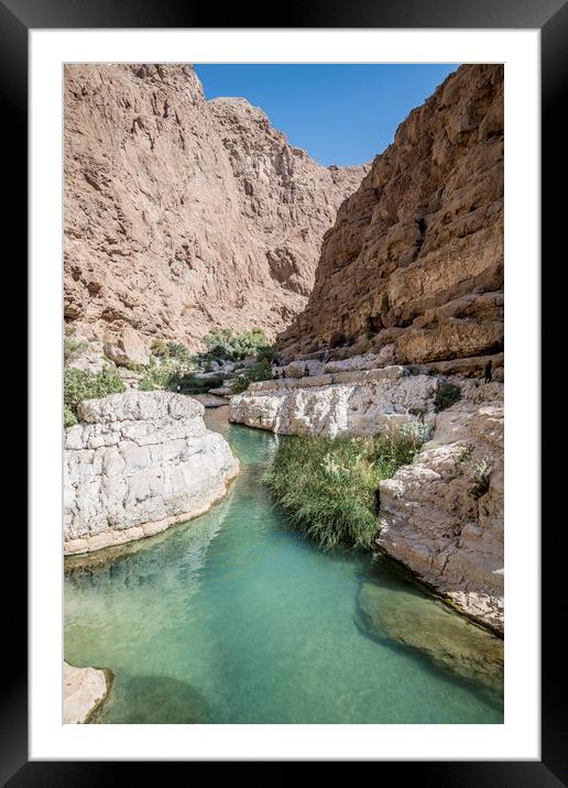 River of Wadi shab, Oman Framed Mounted Print by David GABIS