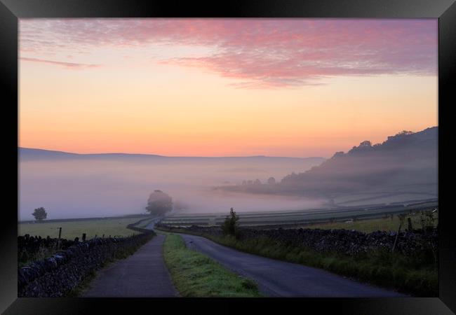 Winnats pass autumn sunrise in the peak district Framed Print by MIKE HUTTON