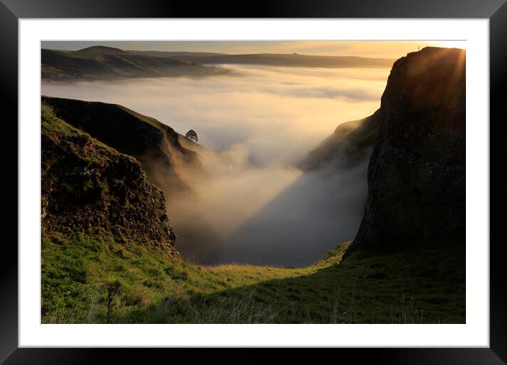 A Misty Winnats Pass in the Peak District Framed Mounted Print by MIKE HUTTON
