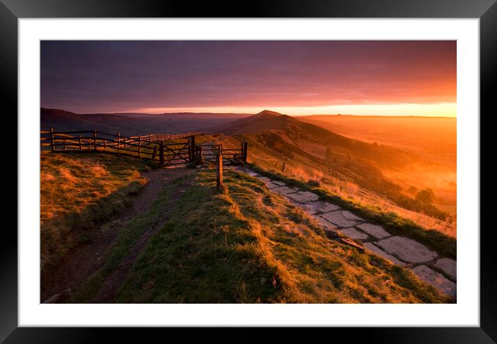 Sunrise over lose hill from mam tor  Framed Mounted Print by MIKE HUTTON
