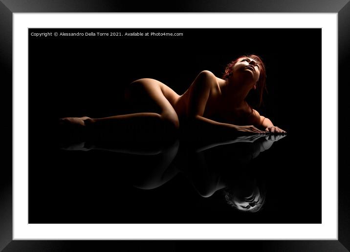 nude woman laying down Framed Mounted Print by Alessandro Della Torre