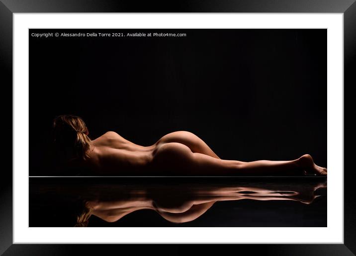 nude adult woman body Framed Mounted Print by Alessandro Della Torre