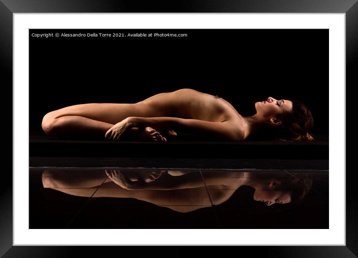 Nude girl as naked woman posing Framed Mounted Print by Alessandro Della Torre