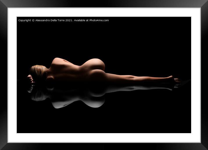 Nude perfect woman's body spleeping Framed Mounted Print by Alessandro Della Torre