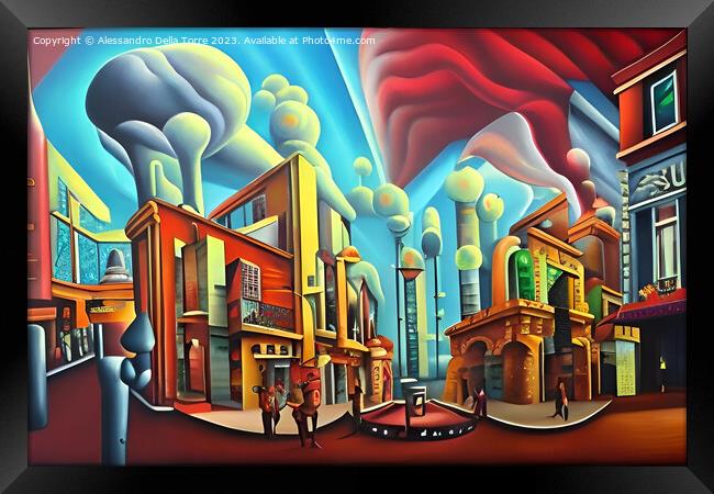 surreal cityscape city Framed Print by Alessandro Della Torre