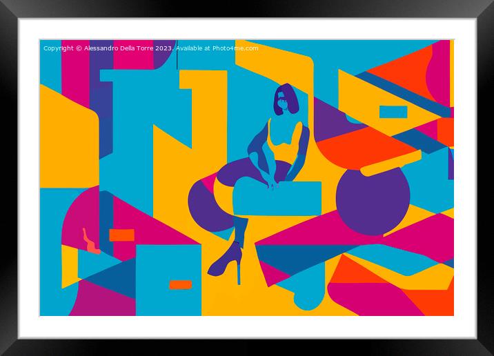 ai generative pop-art colorful abstract illustration Framed Mounted Print by Alessandro Della Torre