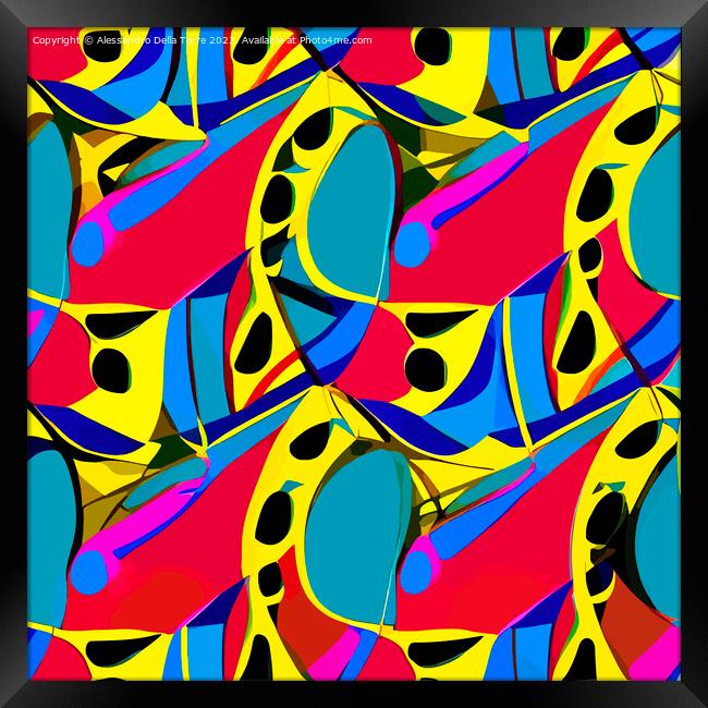 ai generative pop-art colorful abstract illustration Framed Print by Alessandro Della Torre