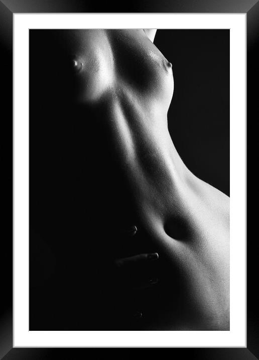 Nude torso of woman breast Framed Mounted Print by Alessandro Della Torre