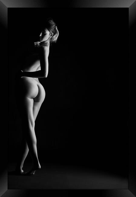 nude bodyscape woman standing Framed Print by Alessandro Della Torre