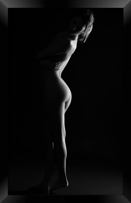 standing nude woman on bodyscape Framed Print by Alessandro Della Torre