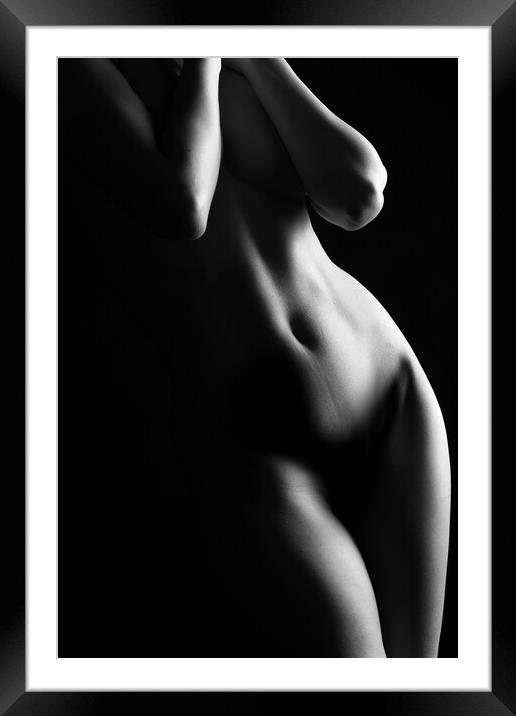 black and white bodyscape of nude girl Framed Mounted Print by Alessandro Della Torre