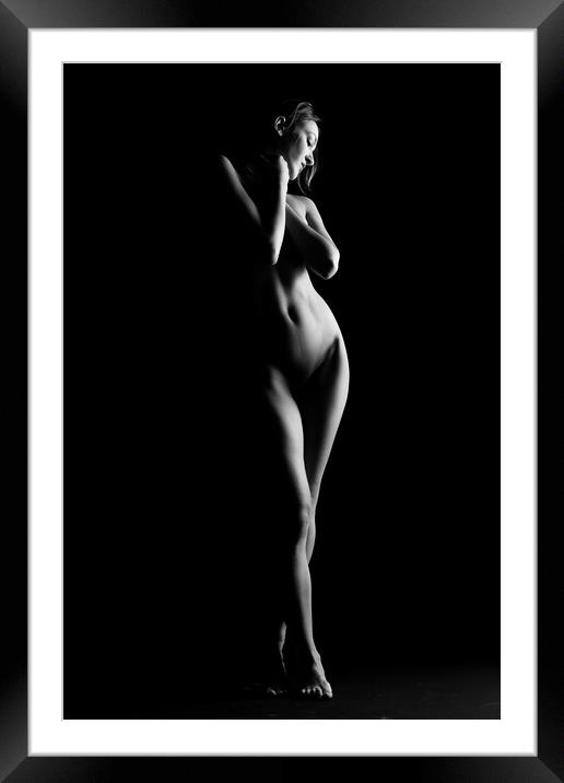 nude standing bodyscape of sensual fine art woman Framed Mounted Print by Alessandro Della Torre