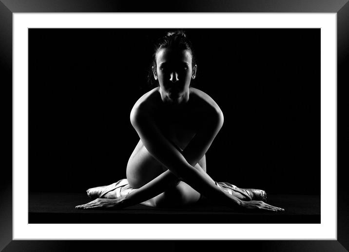  woman classical ballet ballerina dancer sitting with classic ballerina shoes Framed Mounted Print by Alessandro Della Torre