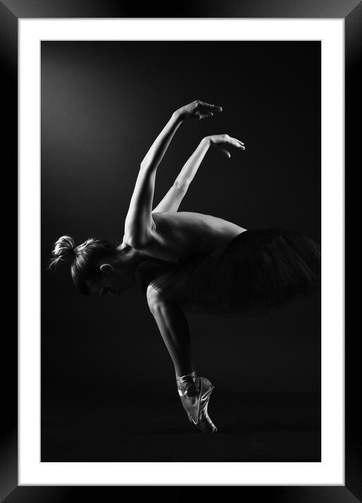 nude balllerina classic dancer doing classical dan Framed Mounted Print by Alessandro Della Torre
