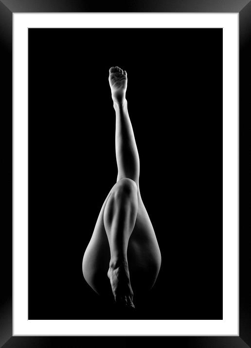 nude bodyscape of a naked legs of woman laying down Framed Mounted Print by Alessandro Della Torre