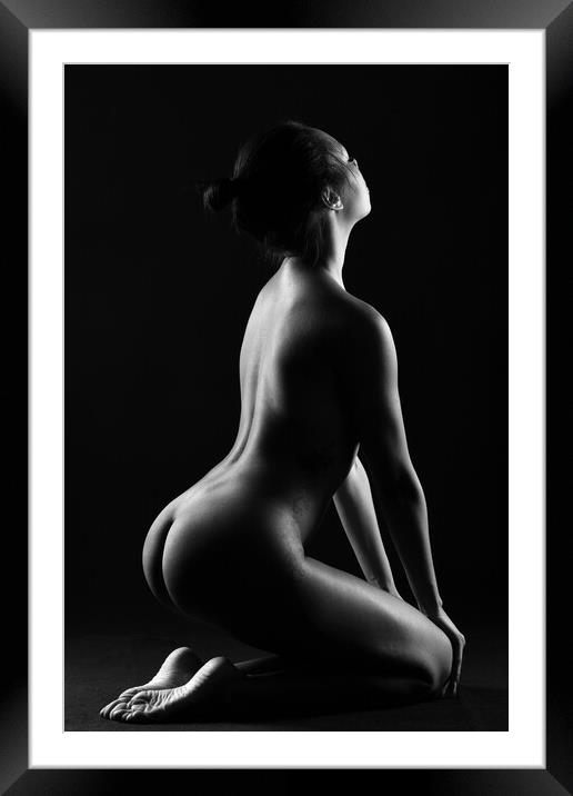 nude woman sitting down Framed Mounted Print by Alessandro Della Torre