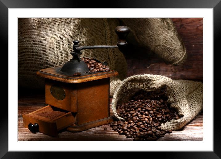 Coffe grinder with beans Framed Mounted Print by Alessandro Della Torre