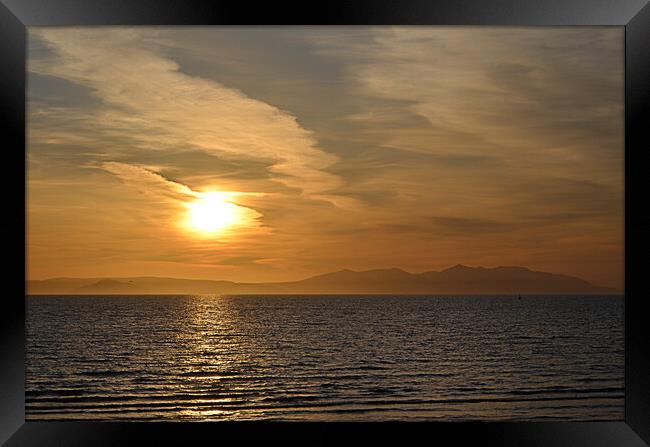 Isle of Arran sunset, seen from Ayr Framed Print by Allan Durward Photography