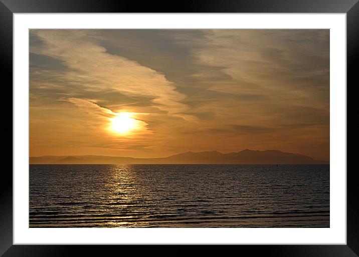 Isle of Arran sunset, seen from Ayr Framed Mounted Print by Allan Durward Photography