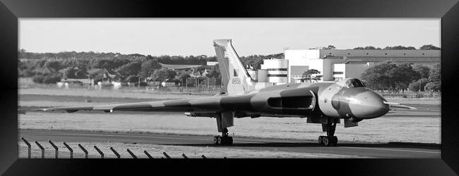 Avro Vulcan B2 XH558  at Prestwick  (mono) Framed Print by Allan Durward Photography