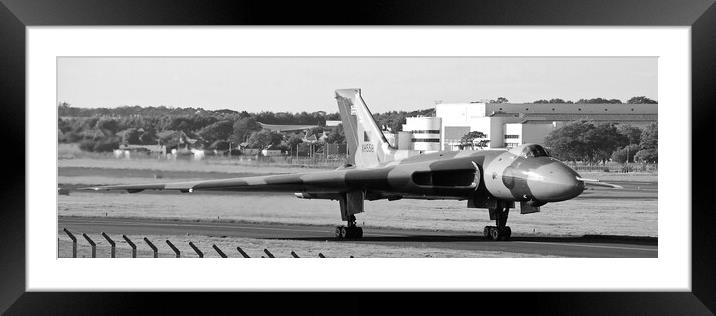 Avro Vulcan B2 XH558  at Prestwick  (mono) Framed Mounted Print by Allan Durward Photography