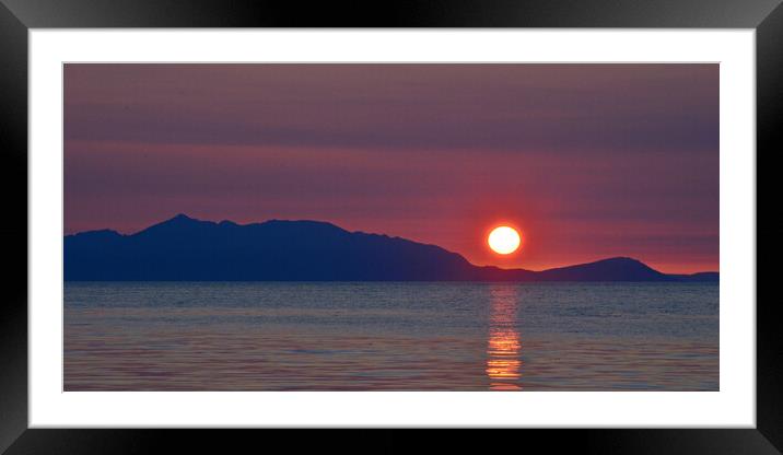 Scottish sunset,  sun setting behind Arran Framed Mounted Print by Allan Durward Photography