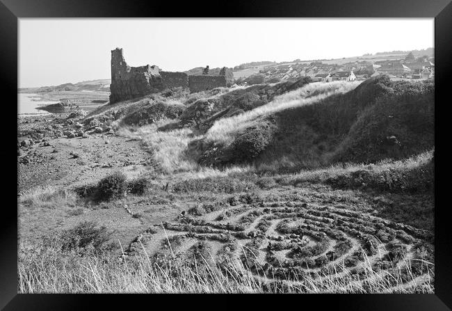 Dunure Castle and Labyrinth Framed Print by Allan Durward Photography