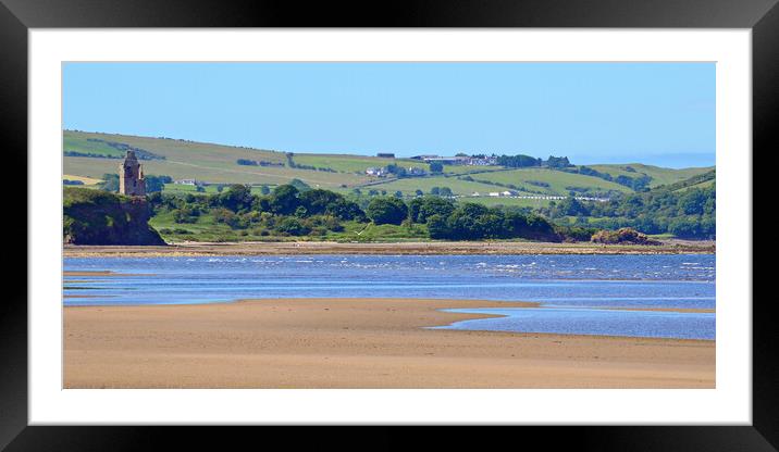 Ayr beach view of Greenan Castle Framed Mounted Print by Allan Durward Photography