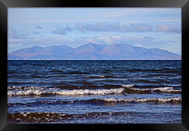 Isle of Arran mountains viewed from Troon Ayrshire Framed Print by Allan Durward Photography