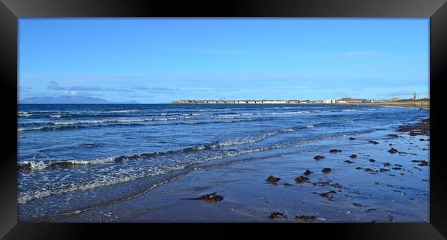 View of Troon south beach and Arran Framed Print by Allan Durward Photography
