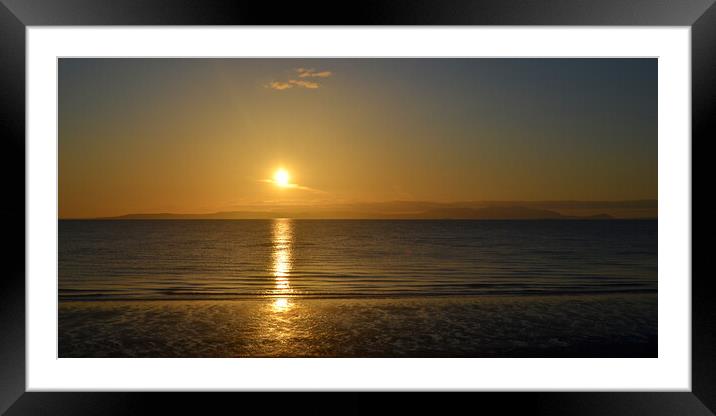 Lovely Arran sunset seen from Prestwick beach Framed Mounted Print by Allan Durward Photography