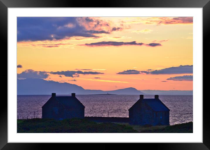 Serene sunset over Prestwick salt pan houses and A Framed Mounted Print by Allan Durward Photography